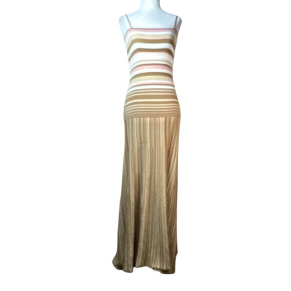 FAITHFULL THE BRAND Esenia Knit Dress in Puce Sepia Stripe Small New Womens Maxi - Picture 6 of 16